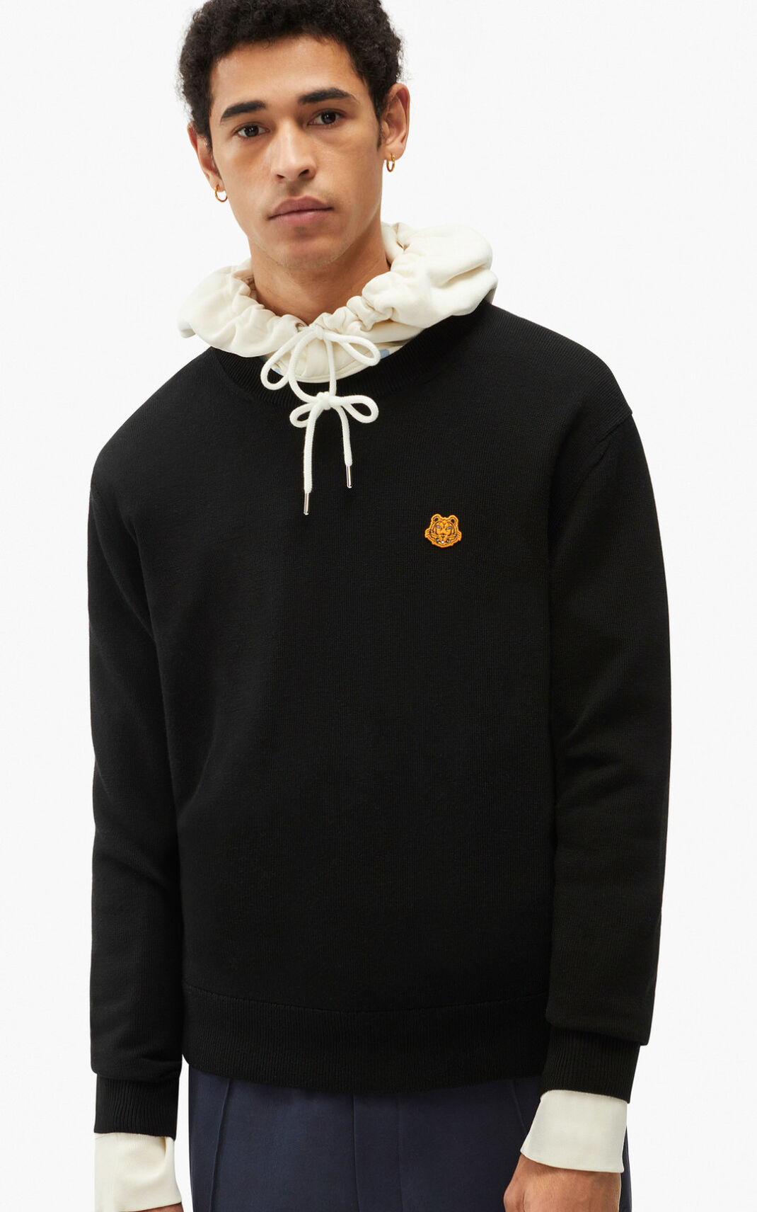 Kenzo Tiger Crest merino wool πουλόβερ ανδρικα μαυρα | GR214175